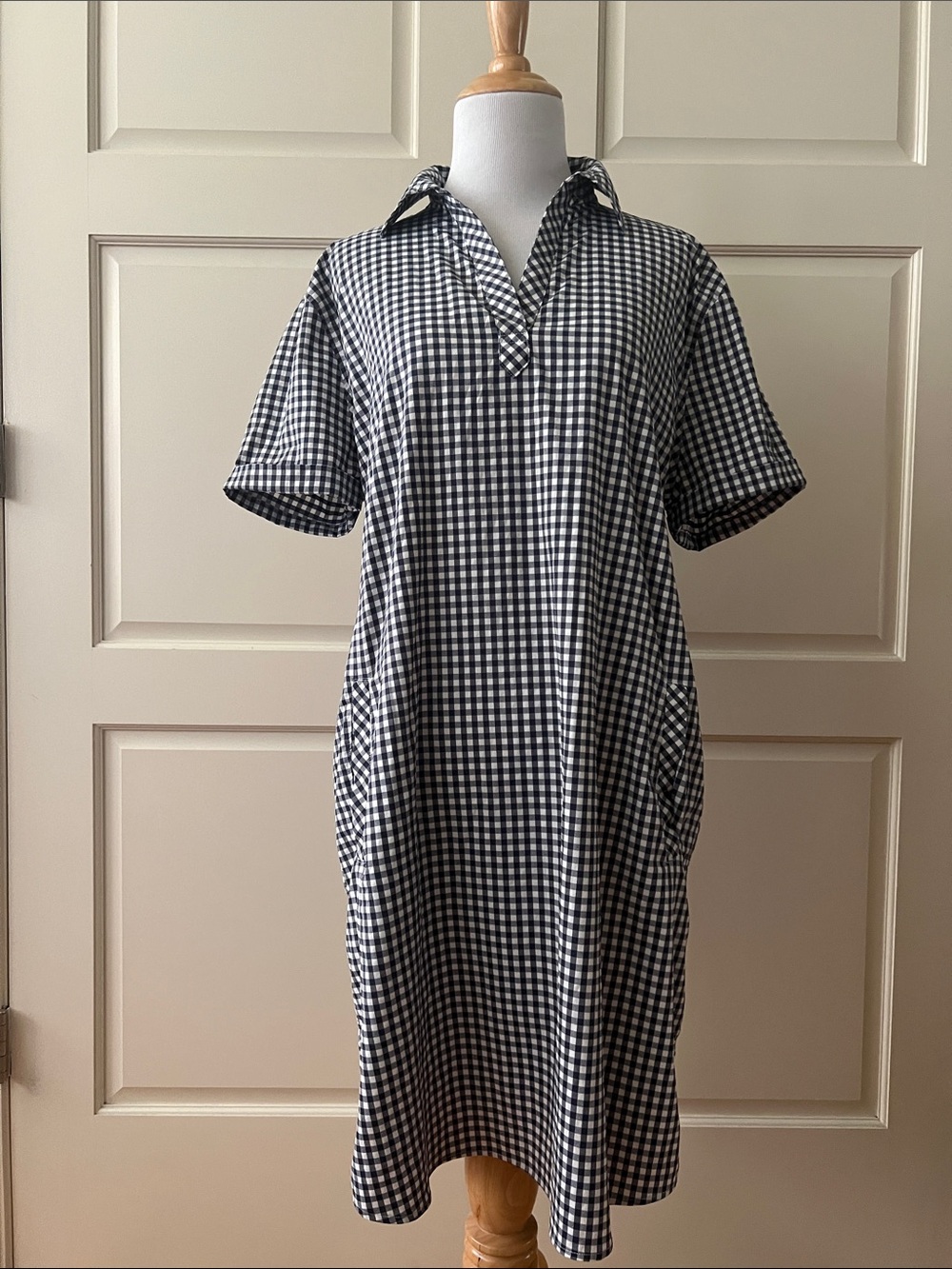 Southern Tide Kamryn Intercoastal Gingham Shirt Dress Navy Large - Picture 2 of 16